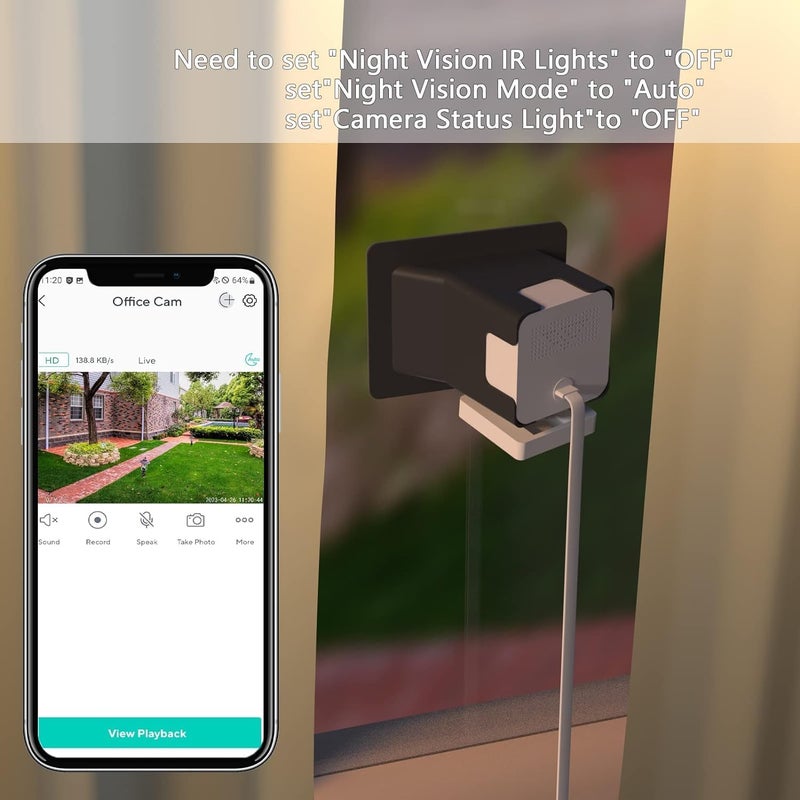 Teccle Angled Window Mount Accessories for Wyze Cam V4, Through Window Use for Cam v4 (Up/Down/Left/Right), Watch Front Yard and Driveway - Image 5